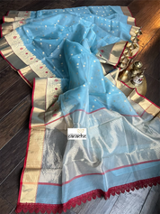 Chanderi Organza Silk - Light Blue