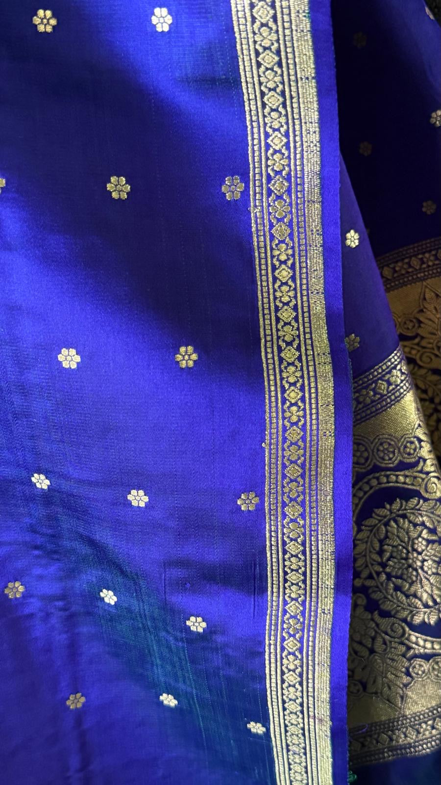 Pure Silk Mashru Banarasi- Peacock Blue Dual Tone