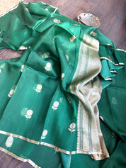 Kora Silk Banarasi - Emerald Green