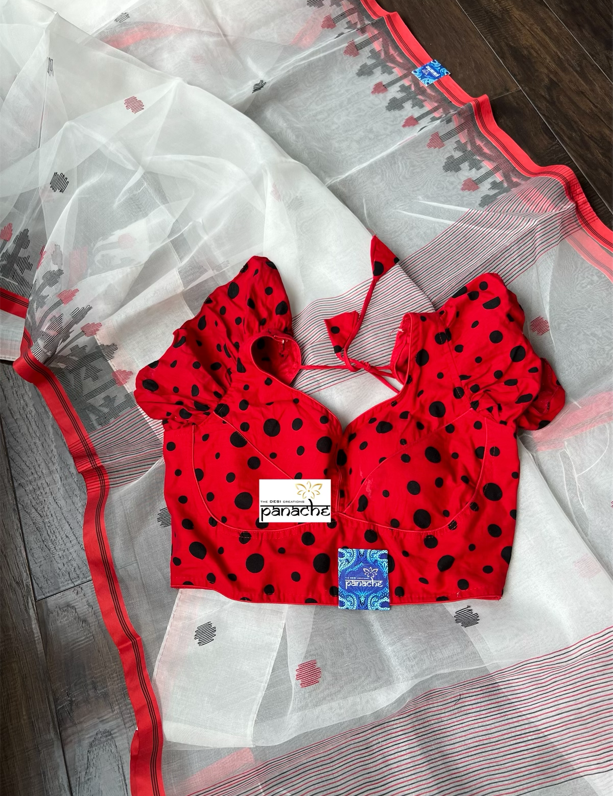 Designer Blouse - Red Polka Dot