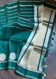 Kora Silk Banarasi - Teal Green