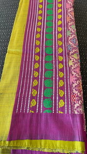 Gopalpur Tussar Silk - Lime Green Yellow Jalla Pallu