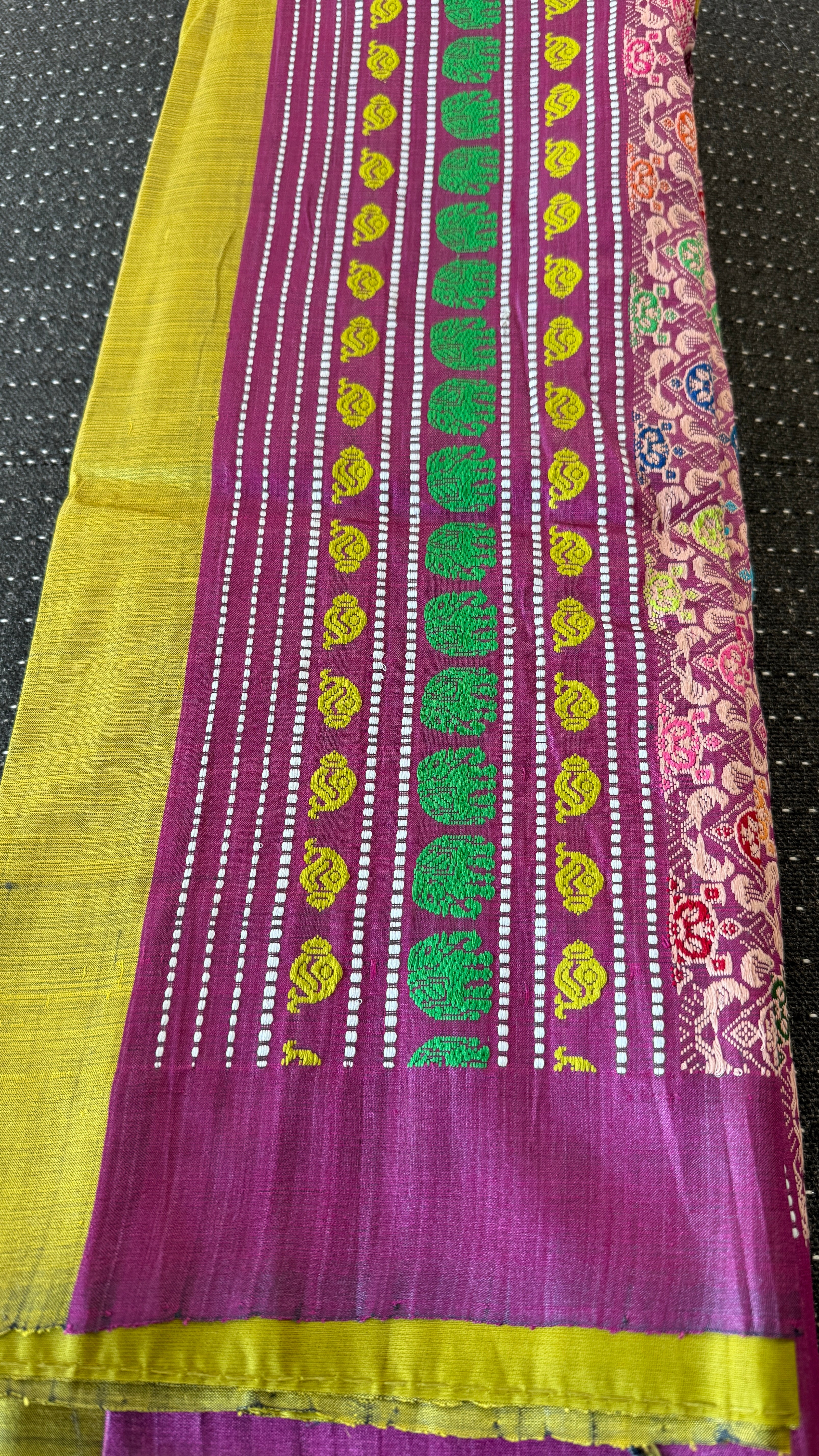 Gopalpur Tussar Silk - Lime Green Yellow Jalla Pallu