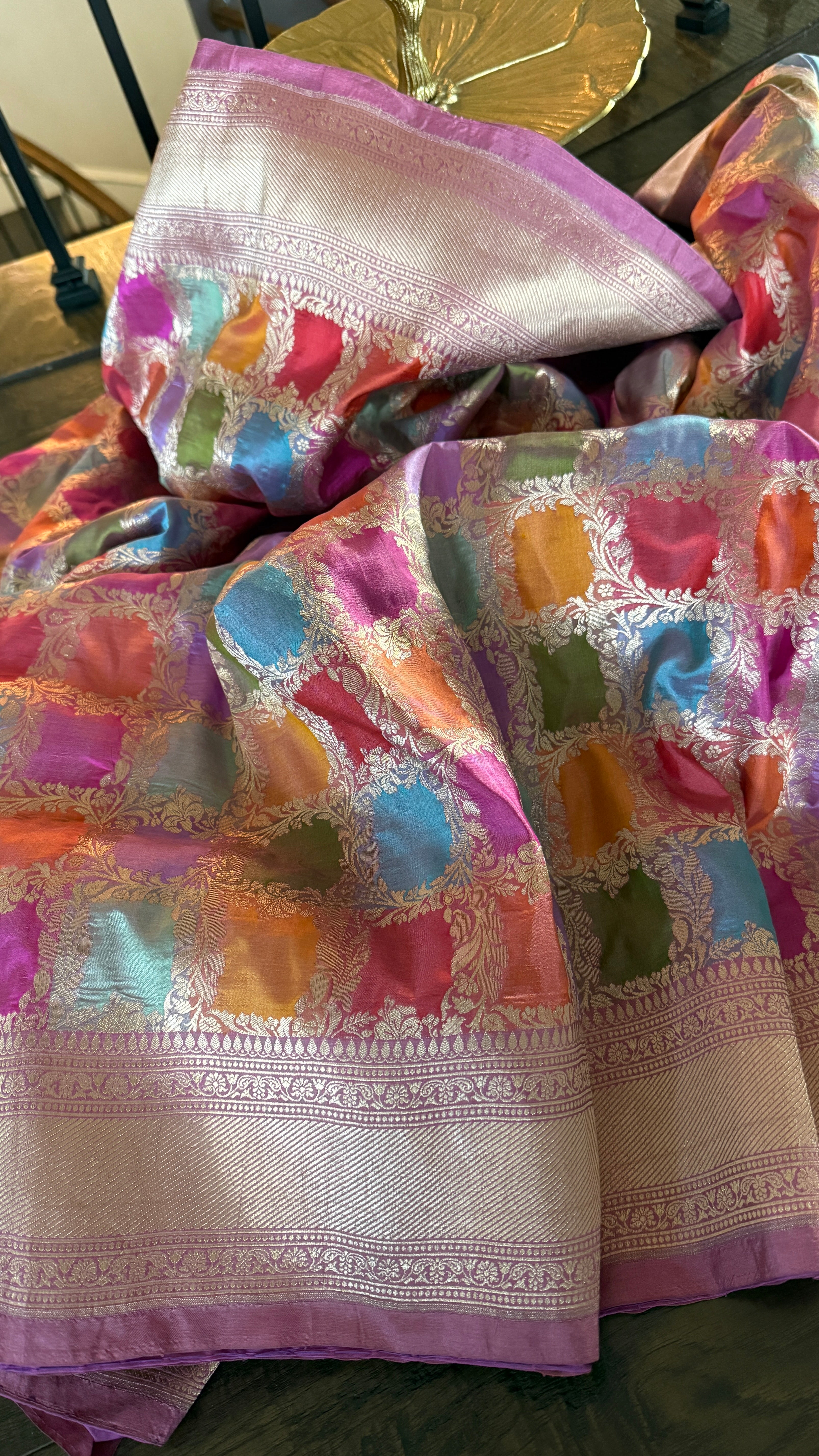 Pure Silk Banarasi - Thulian Pink Multi Color