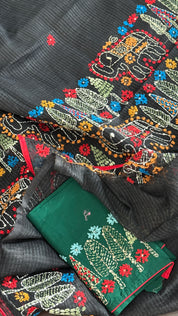 Kota Silk Lamban - Black Embroidered