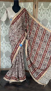 Nellore Silk Kalamkari  - Wheat Beige Paisley