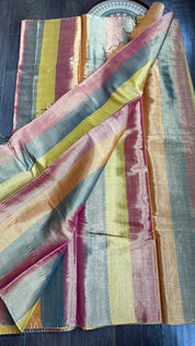 Chanderi Tissue Silk - Multi Color woven Rangkat