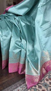 Katan Silk Banarasi - Light Blue Purple