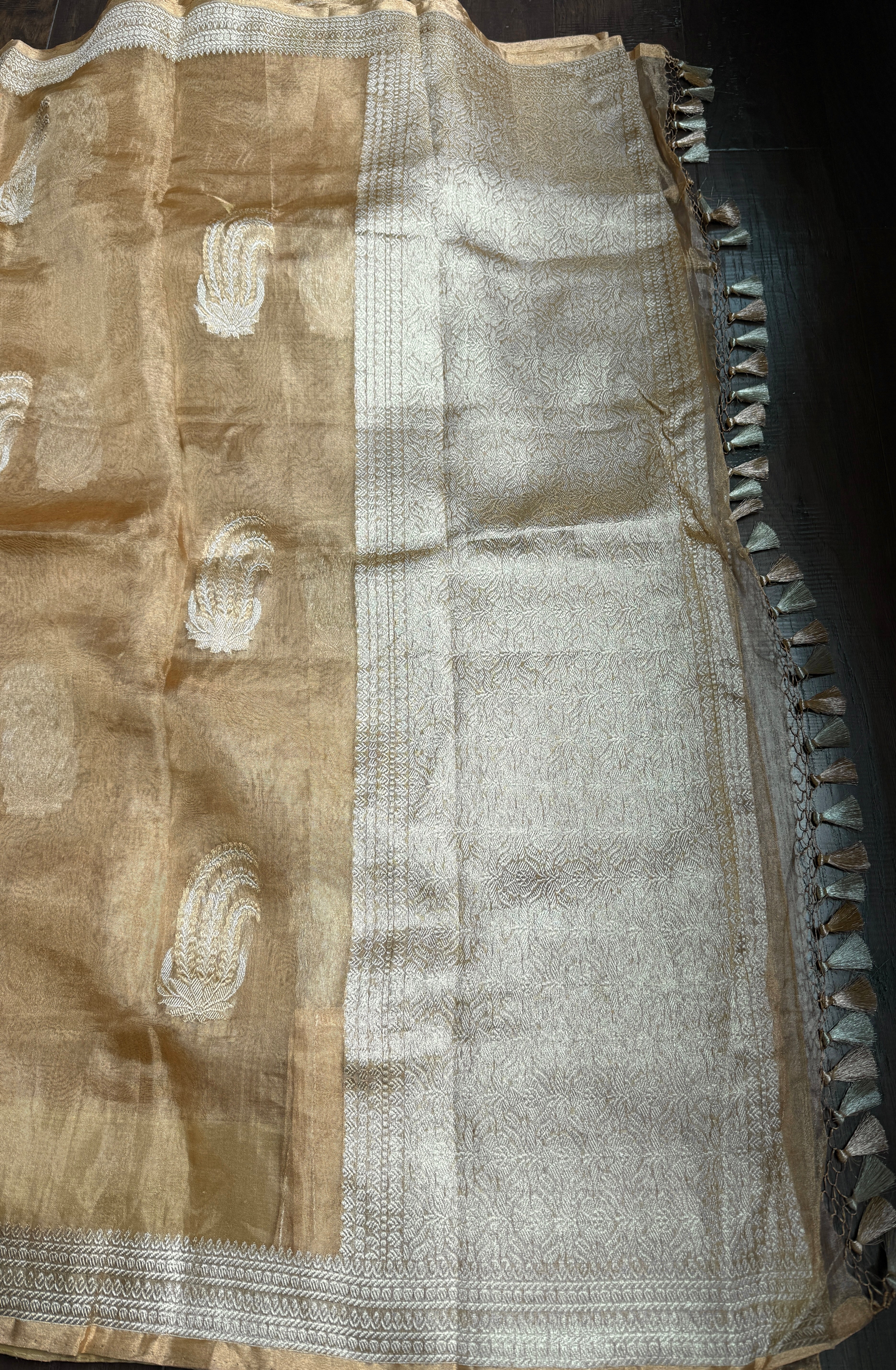 Pure Tissue Silk Banarasi - Golden Khadhua Woven