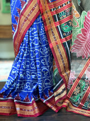 Pure Silk Sambalpuri Double ikat  - Royal Blue Maroon