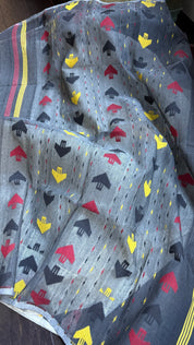 Dhakai Jamdani  - Off White Black Yellow Red