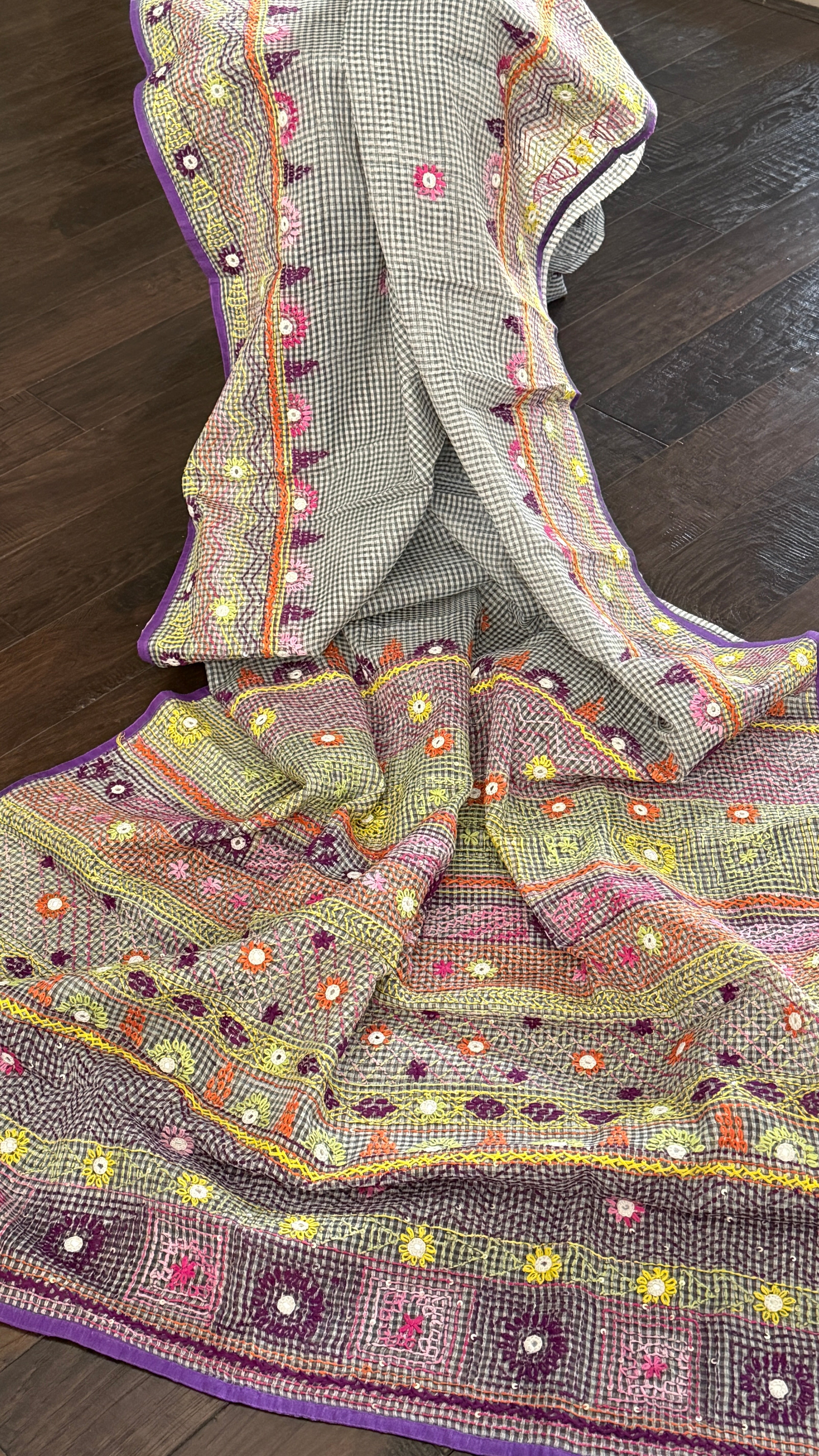 Kota Silk Lambani - Grey Embroidered