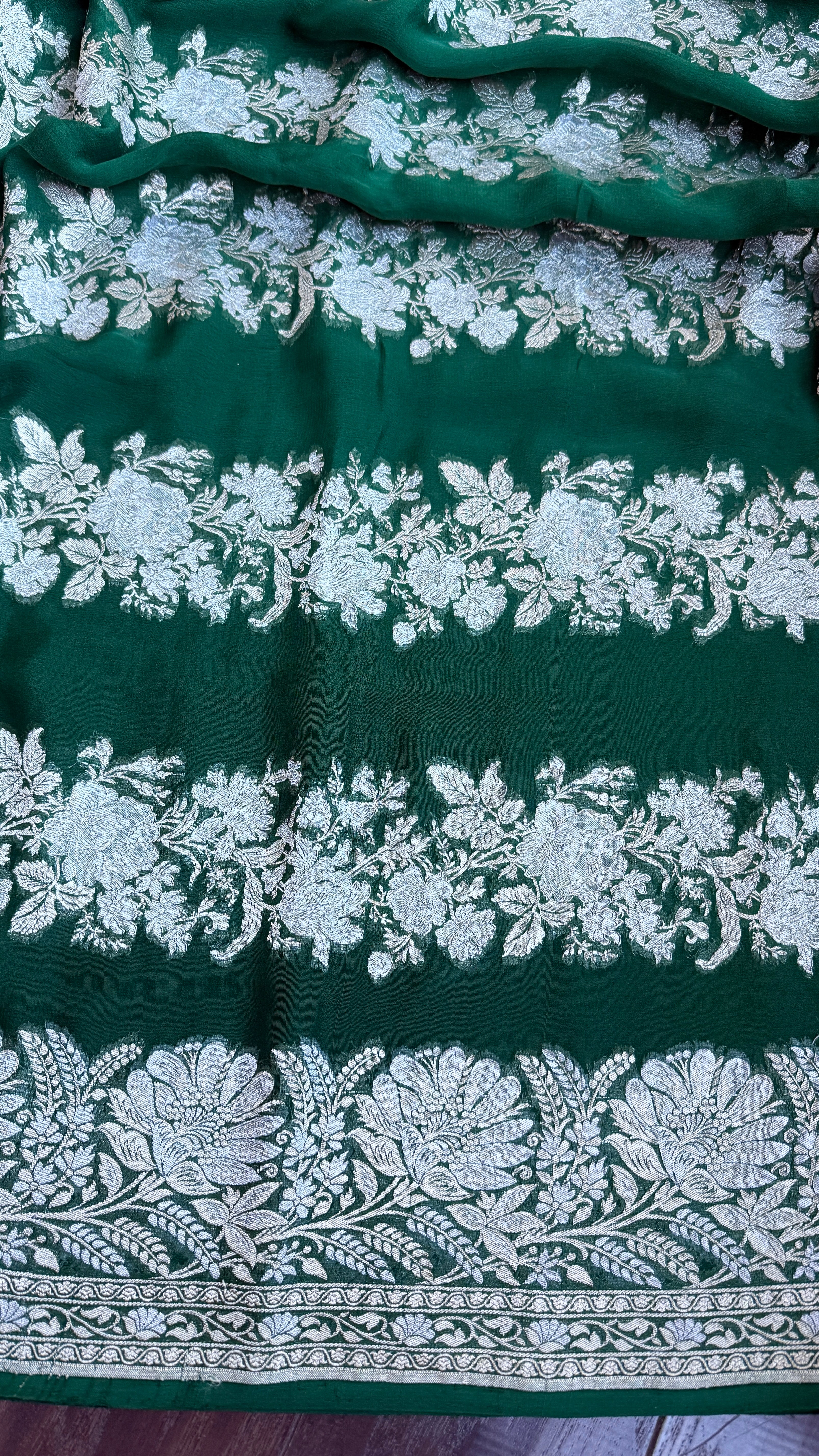 Khaddi Georgette Banarasi - Green Sona Rupa Zari