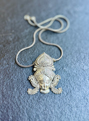 German Silver Pendent Durga - Silver Chain