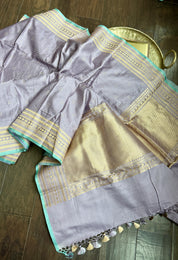 Pure Silk Mashru Kadhua Banarasi- Lavender