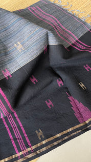 Pure Khadi Cotton Handloom - Black Grey Woven