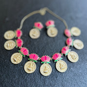German Silver Lakshmi Set - Gold Lotus