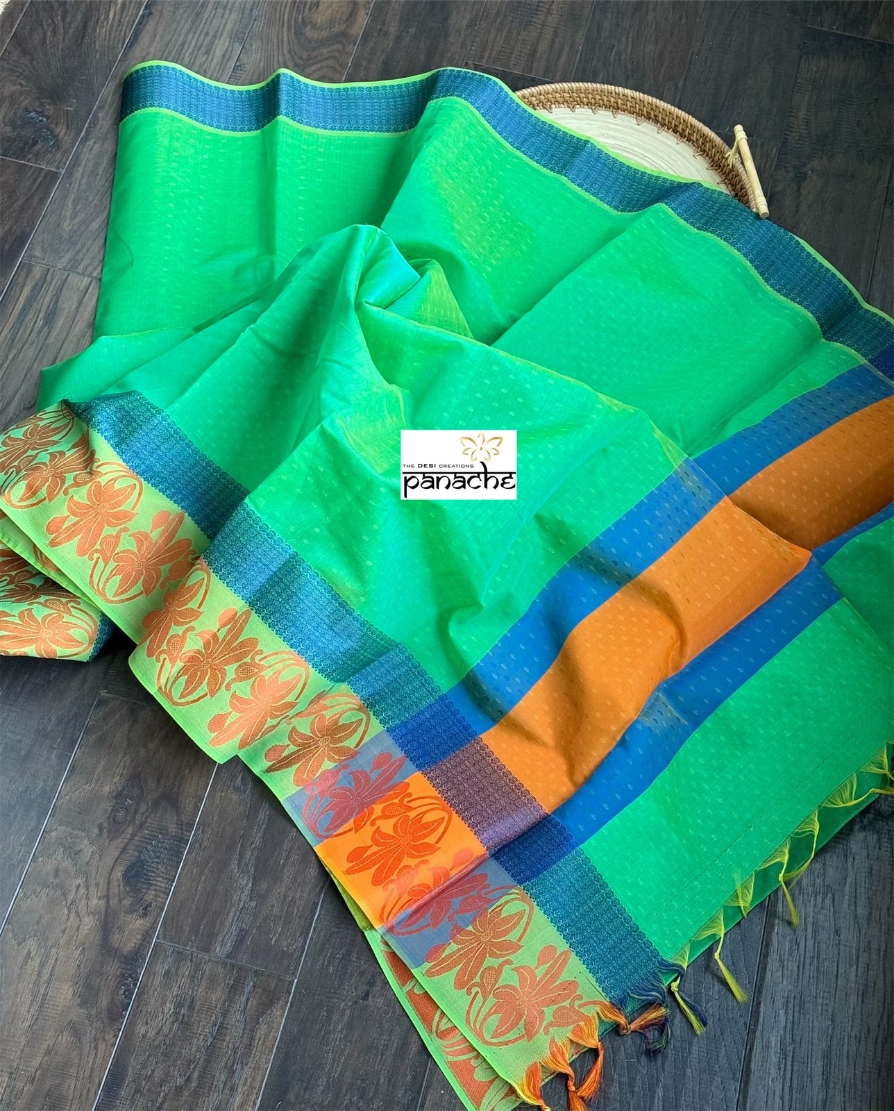 Cotton Silk Kanjivaram - Green Blue