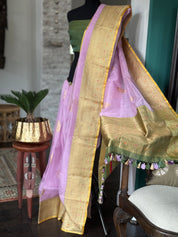 Linen Silk Banarasi - Lavender Green