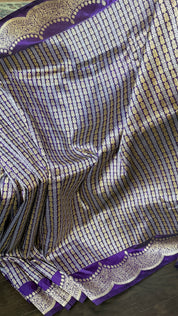 Silk Brocade Banarasi - Purple Antique Zari Kadwa