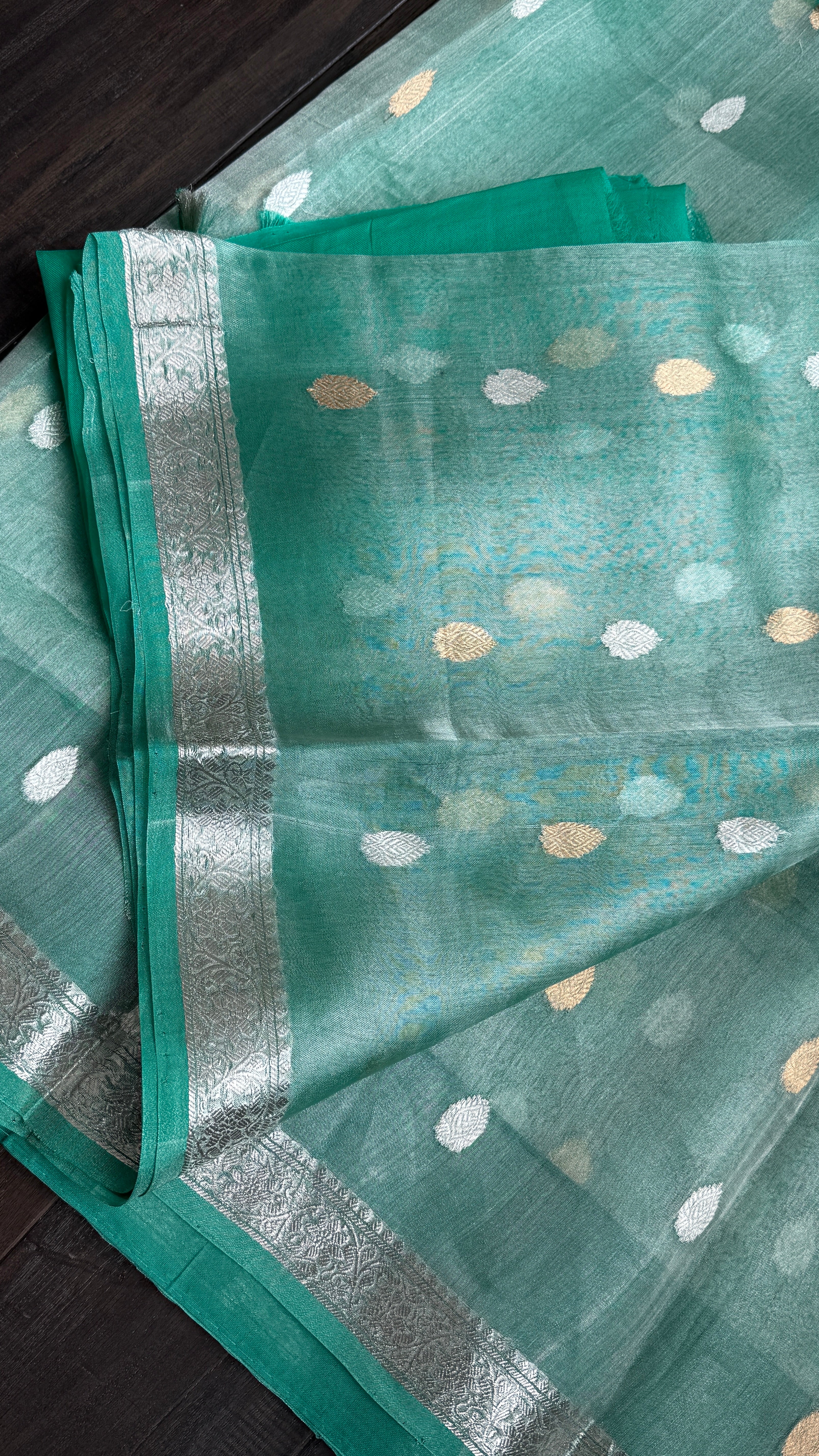Tissue Organza Silk Banarasi - Sea-foam Green