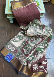 Chinori Silk Kalamkari  - Coffee Brown