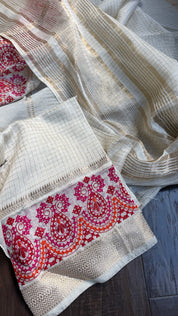 Designer Crepe Silk - Off-White Embroidered