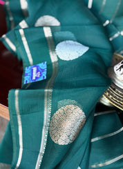 Kora Silk Banarasi - Teal Green
