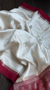 Chiniya Silk Banarasi - Cream Maroon Woven