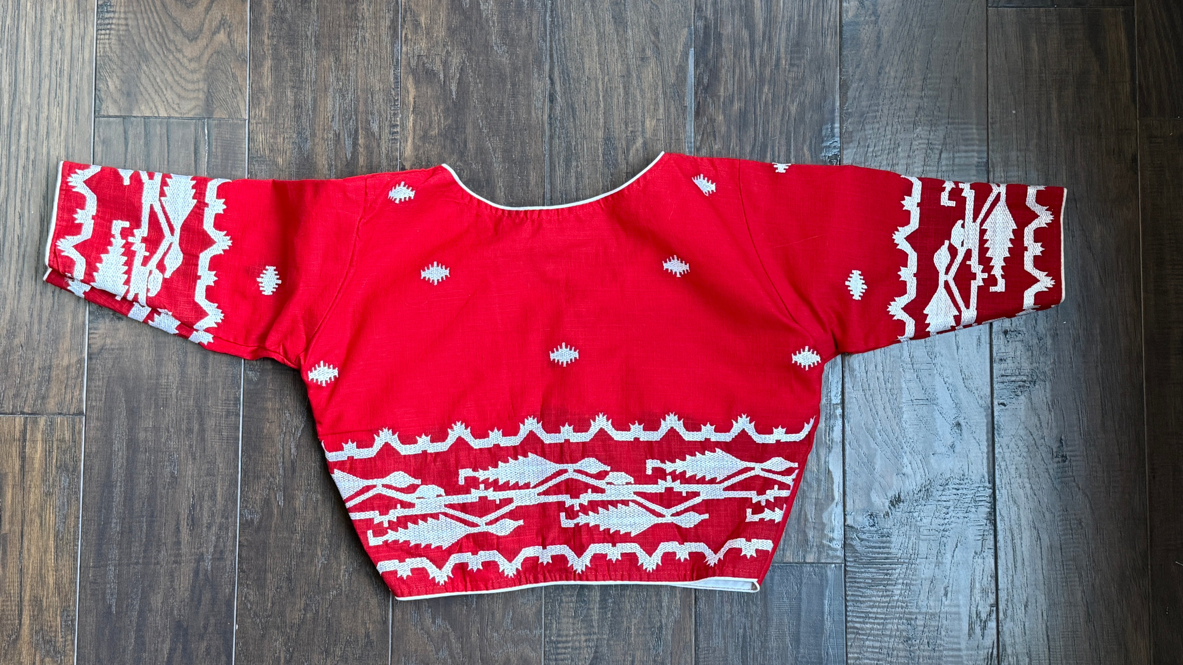 Designer Blouse - Red Jamdaani Woven