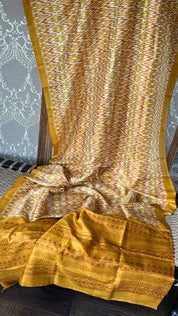 Bishnupur Silk Printed - Yellow Ikat