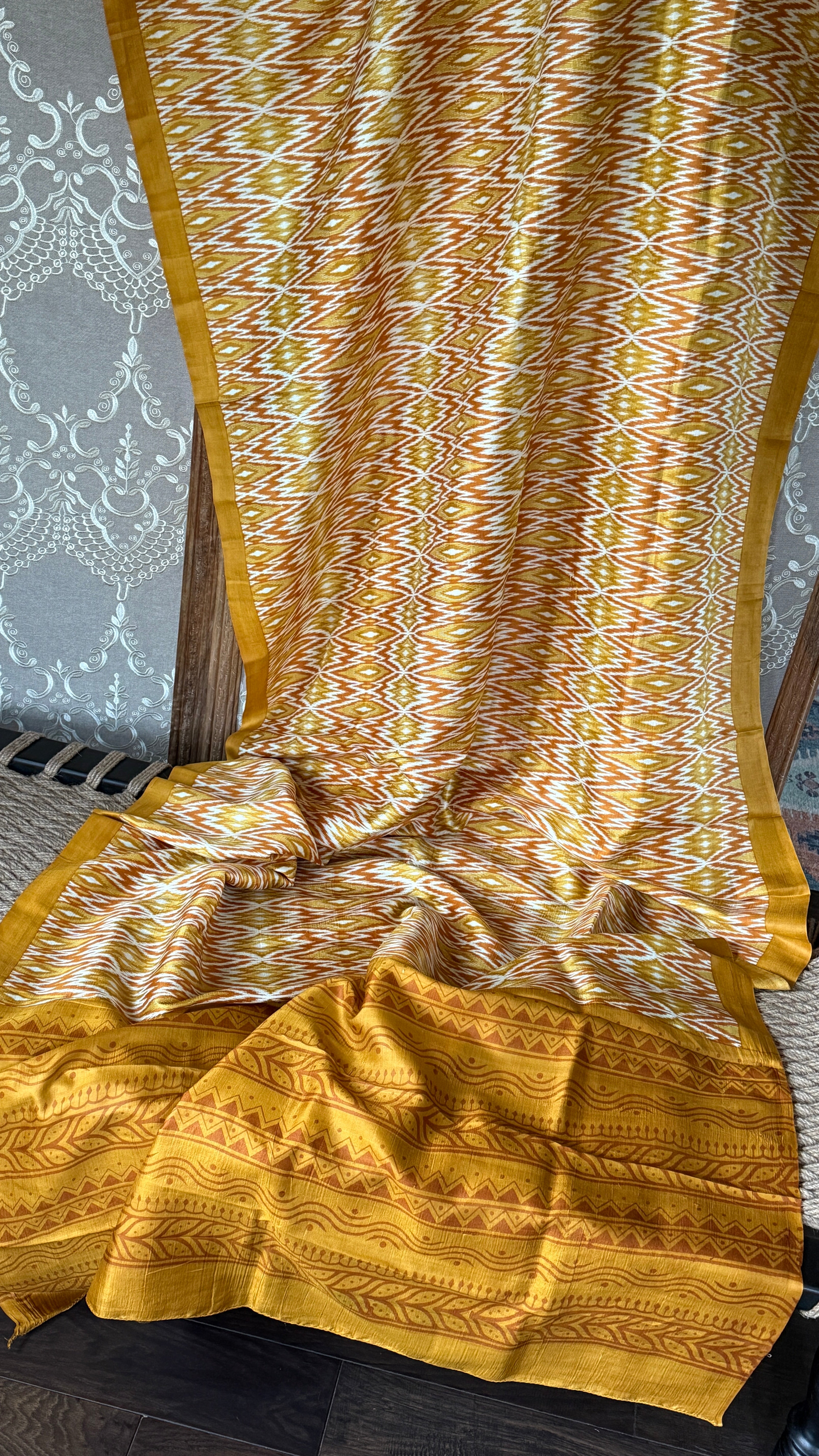 Bishnupur Silk Printed - Yellow Ikat