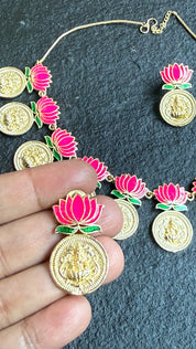 German Silver Lakshmi Set - Gold Lotus