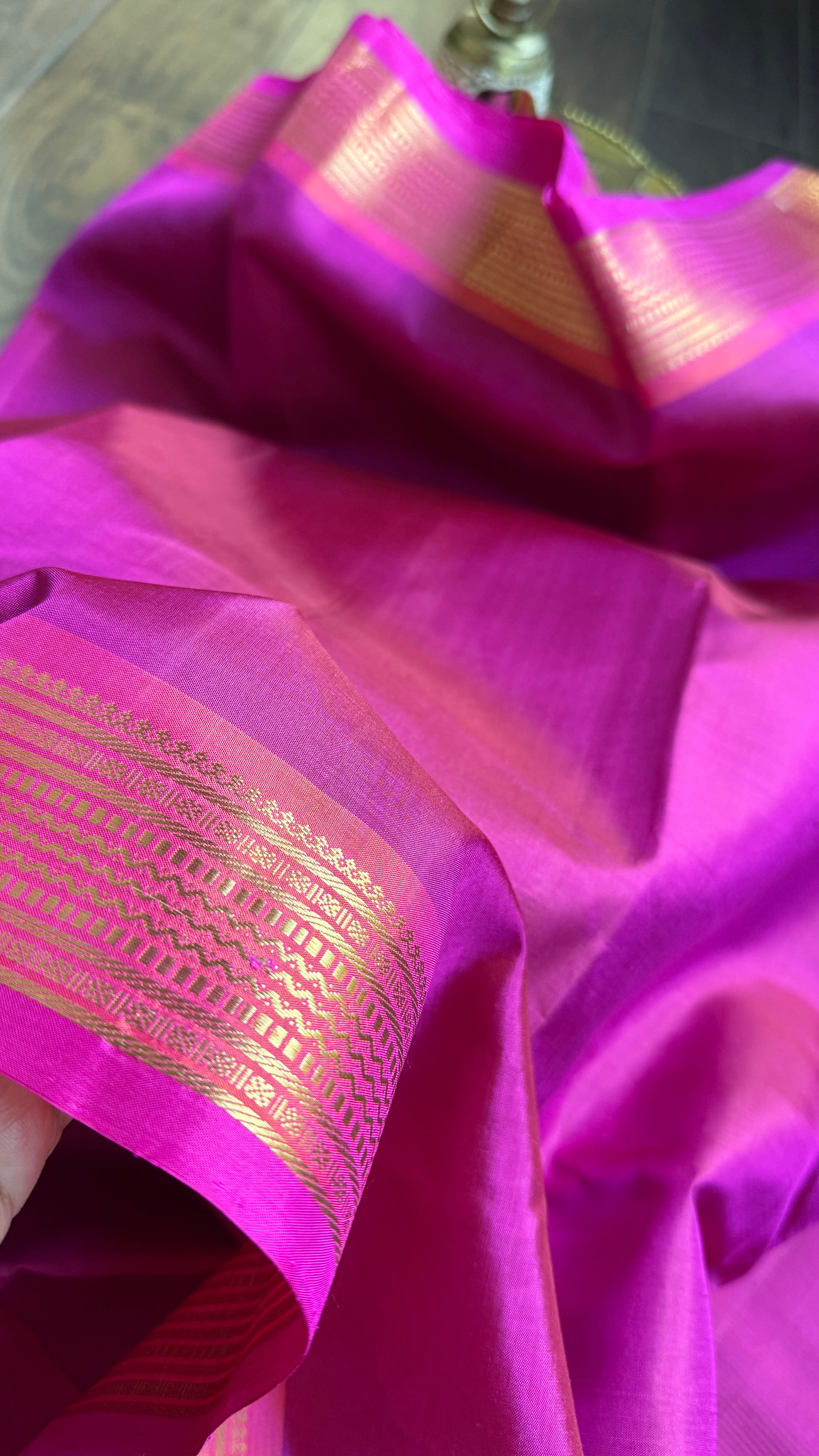 Pure Silk Kanjivaram 2 Gm Zari - Magenta Gold Zari
