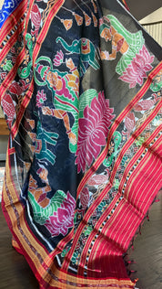Pure Silk Sambalpuri Double ikat  - Royal Blue Maroon