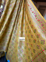 Pure Tussar Silk Banarasi- Yellow Meenakari Paithani