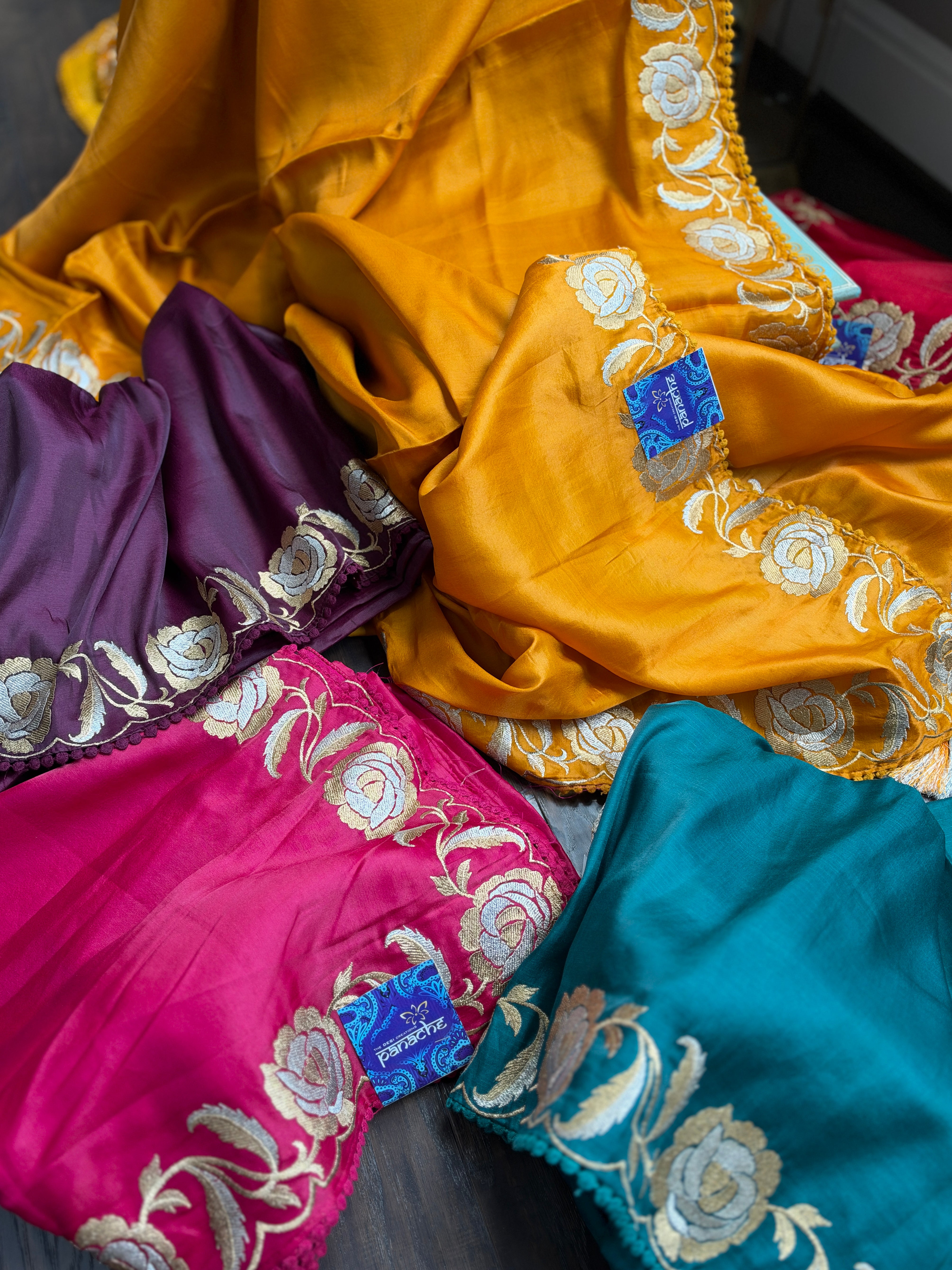 Soft Silk Embroidered - Mustard Yellow