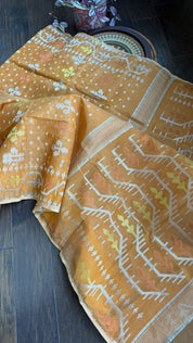 Dhakai Jamdani  - Light Terracotta Silver Zari Woven