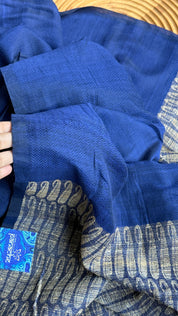 Pure Khadi Matka Cotton -  Blue Jute Handwoven