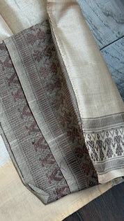 Pure Tussar Silk - Tan Beige Dolabedi