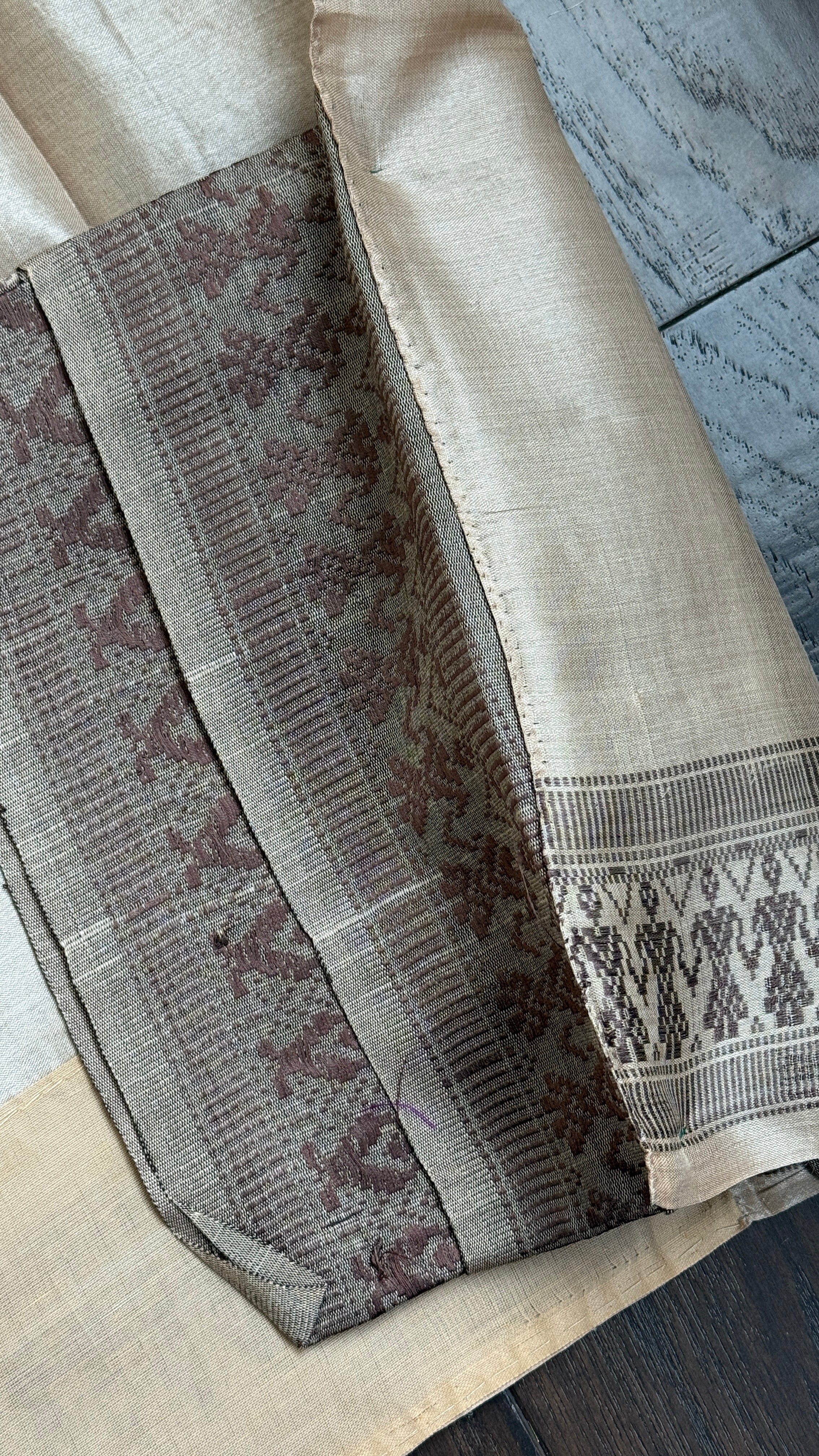 Pure Tussar Silk - Tan Beige Dolabedi