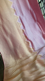 Designer Soft Silk Brocade Banarasi - Peach Pink Golden
