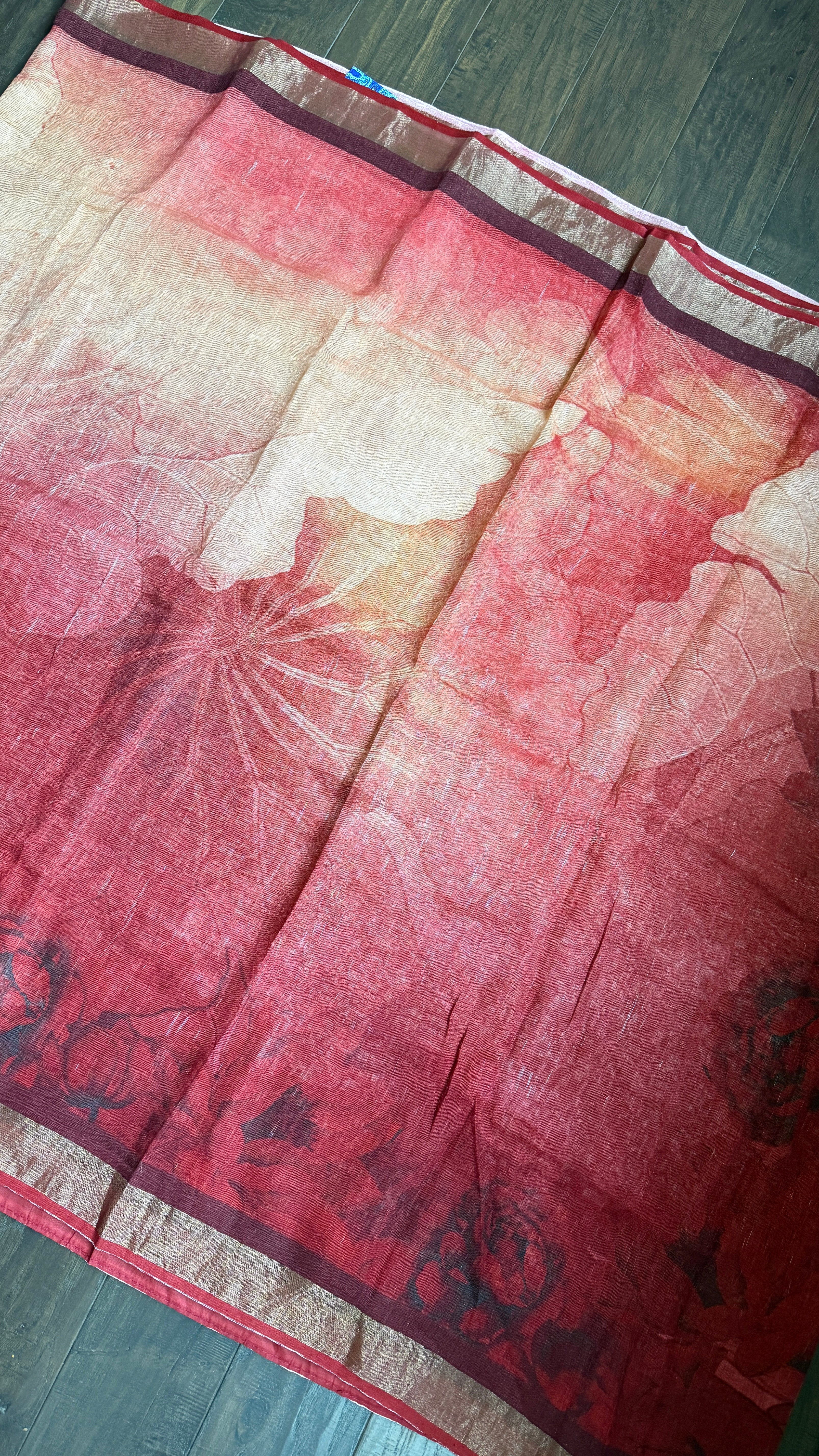 Linen Digital Print - Wine Red Black Abstract