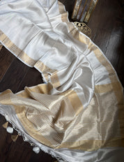 Pure Tissue Silk Banarasi - Silver Golden