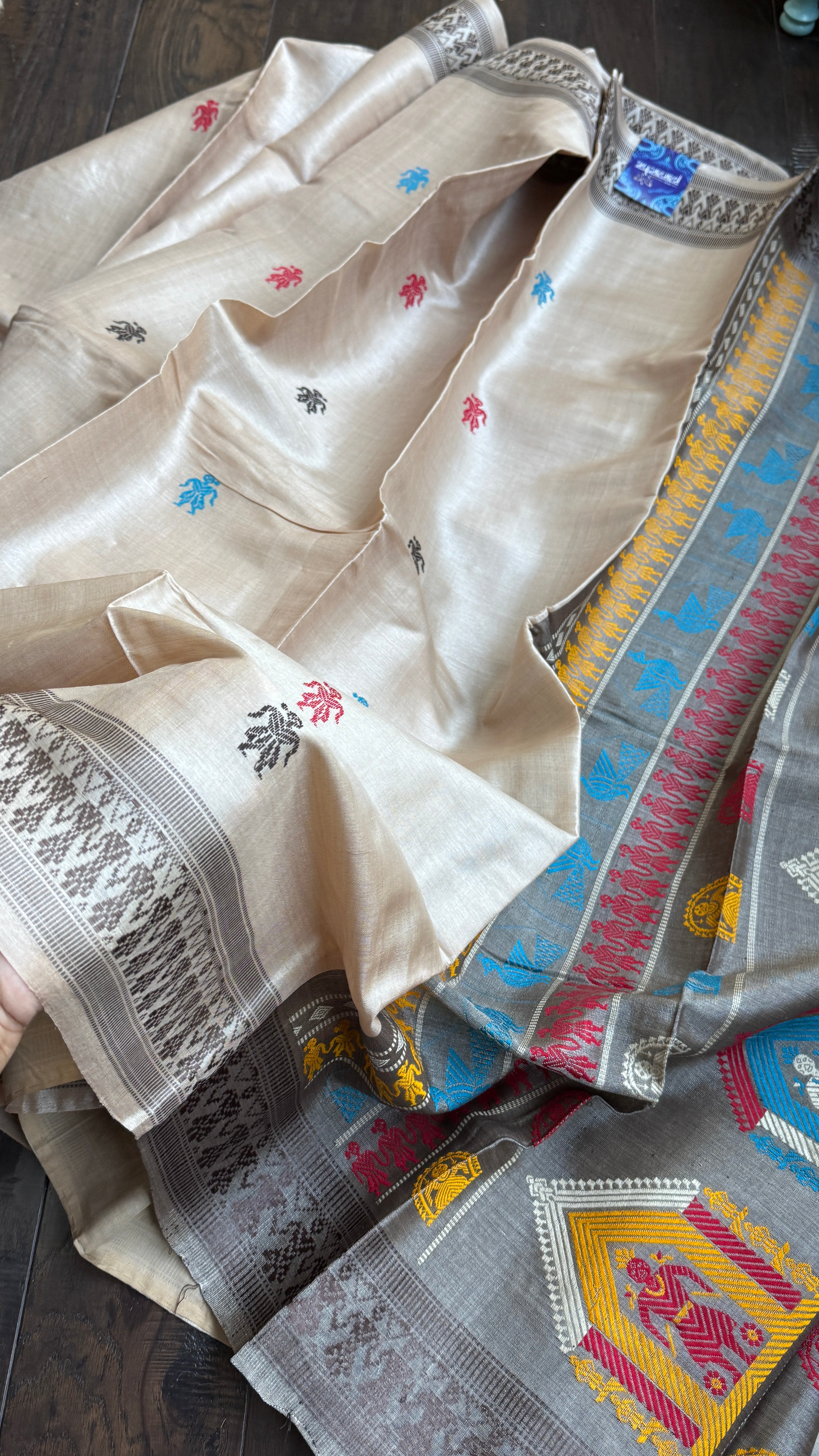 Pure Tussar Silk - Tan Beige Dolabedi