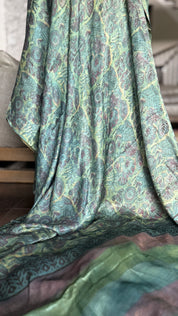 Modal Silk Vegetable Organic Dye Saree - Sea Green