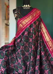 Pure Silk Ikat -  Black Pochampally