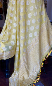 Khaddi Georgette Banarasi - Light Lemon Yellow
