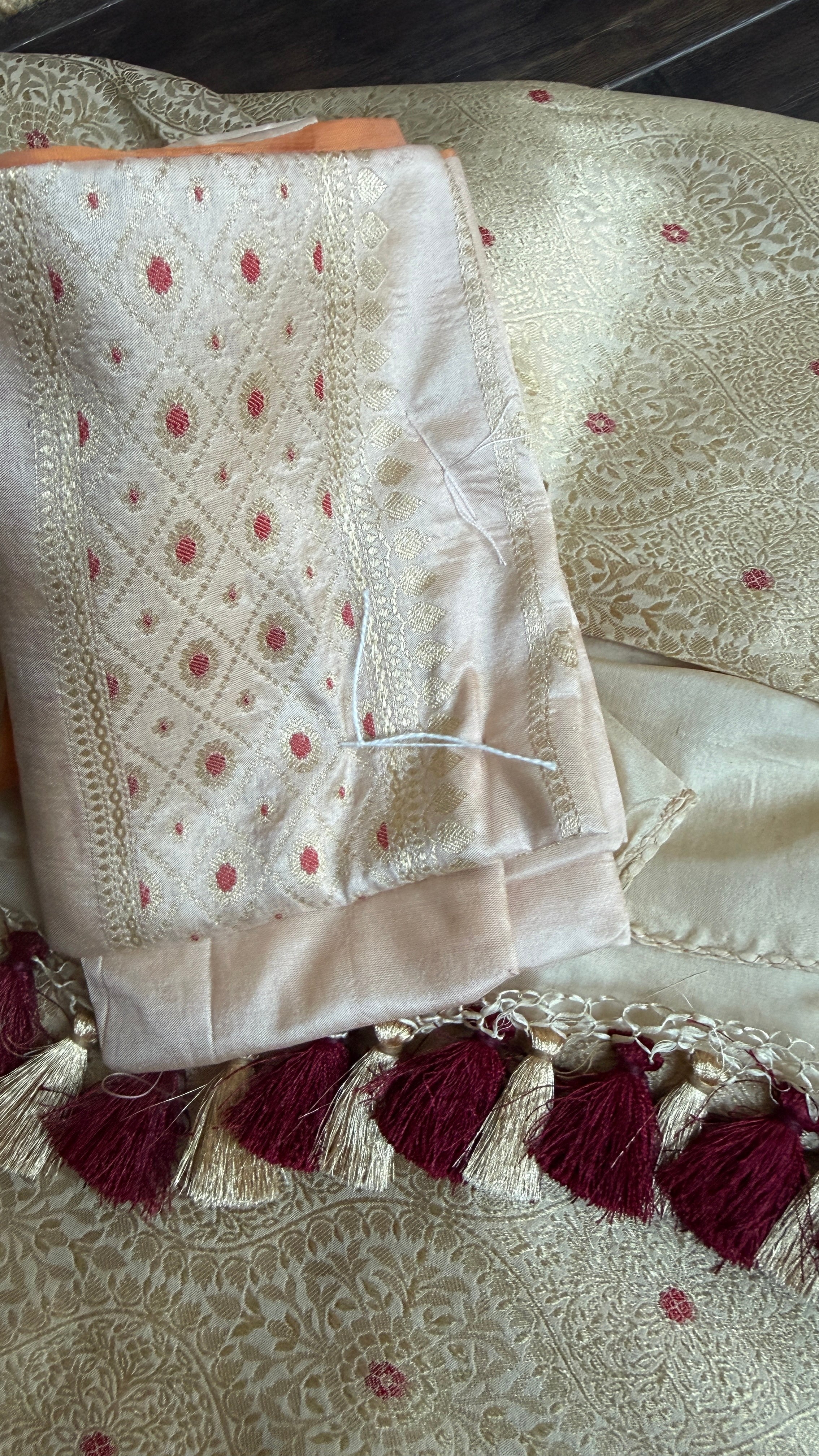 Pure Silk Brocade Banarasi- Cream