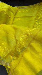 Embroidered Kota Silk - Yellow
